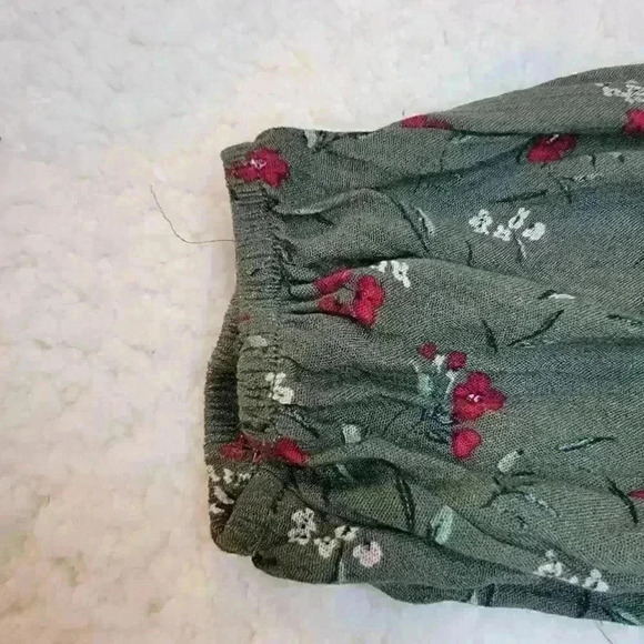 Mason Belle Blouse Top Womens Medium Maroon Floral Green Stretch Keyhole Boho - Picture 16 of 16